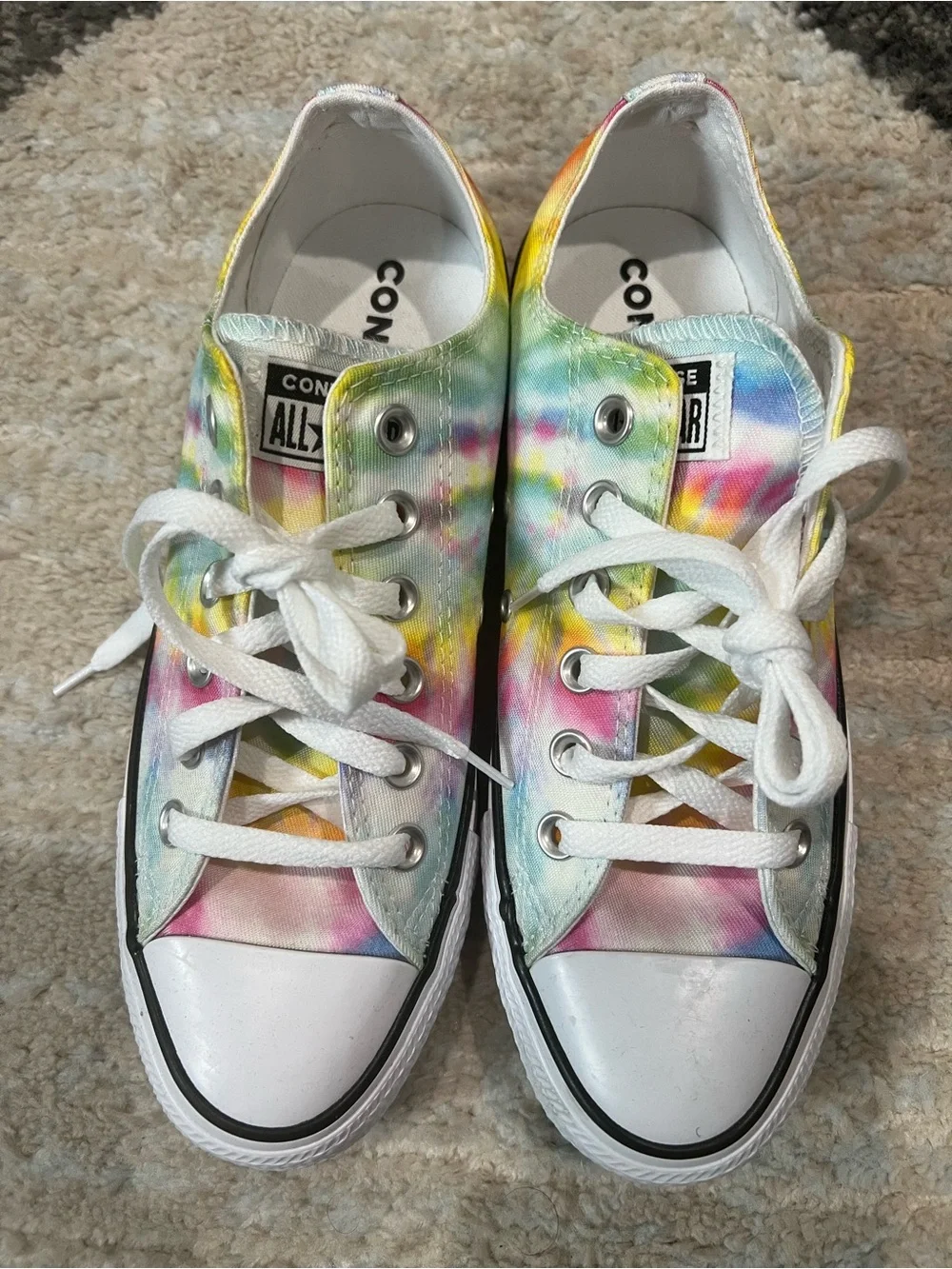 Converse Low Top Tie-Dye Canvas Sneakers - White, Yellow, Pink, Blue, Green